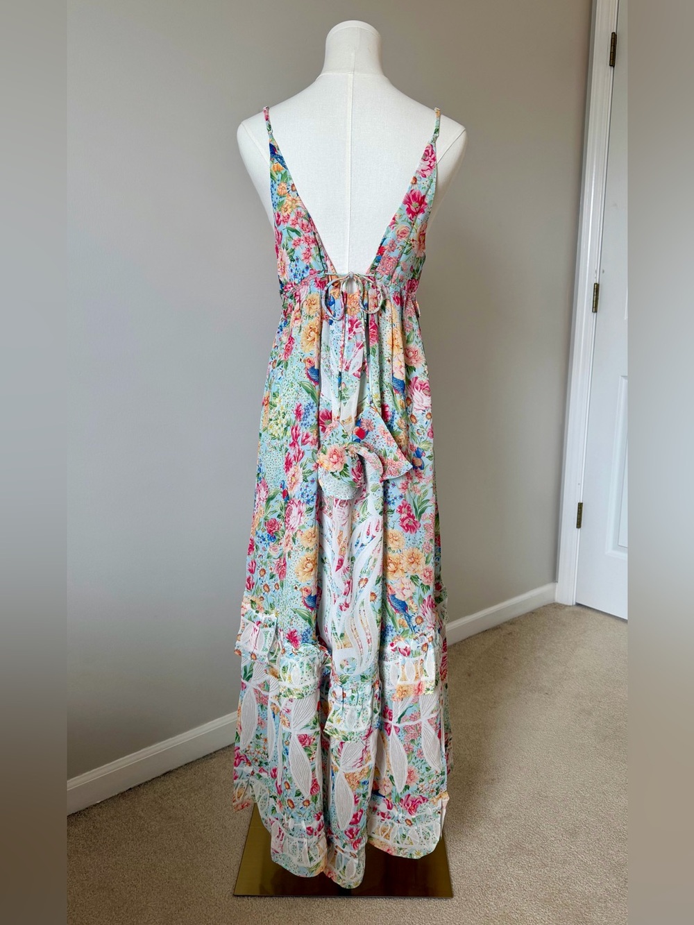 NWT FARM Rio Multicolor Rendeira Ruffled Sleeveless Maxi Dress - Picture 5 of 13